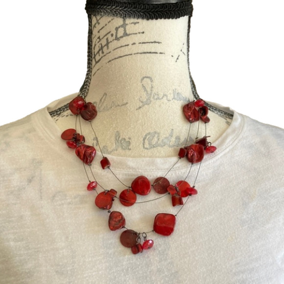 ABSTRACT Beaded Necklace with Matching Earrings - Picture 1 of 9